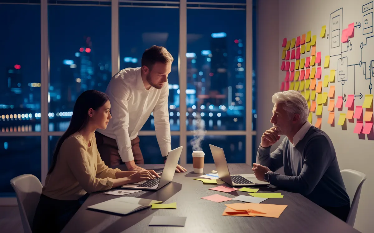 Réunion équipe startup dynamique